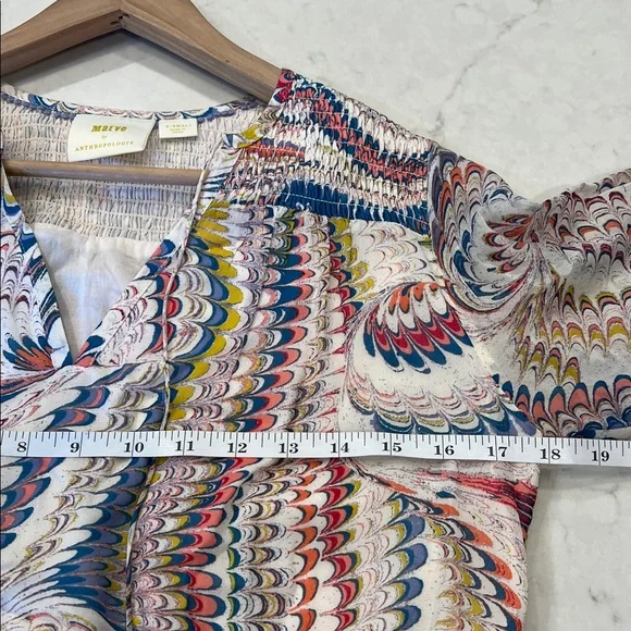 Anthropologie Maeve Jessa Peasant Blouse Smocked Bell‎ Sleeve Boho Flare Size XS - Picture 8 of 11